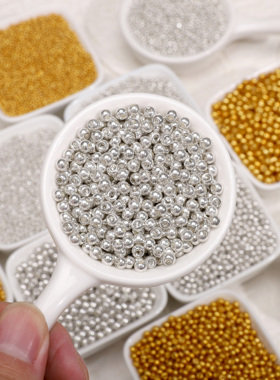 高品质1.5-4mm电镀金属金色银色米珠DIY流苏发簪手链隔珠饰品材料