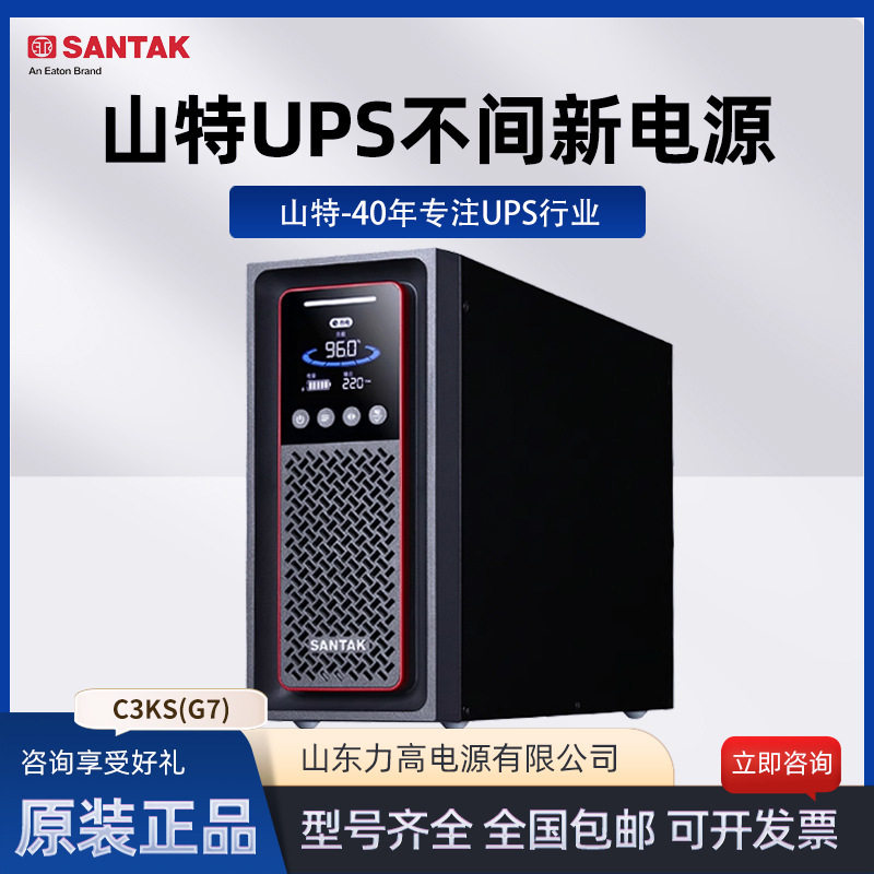 山特UPS不间断电源C3KS机房外接电池稳压防断电3KVA/2400W电池