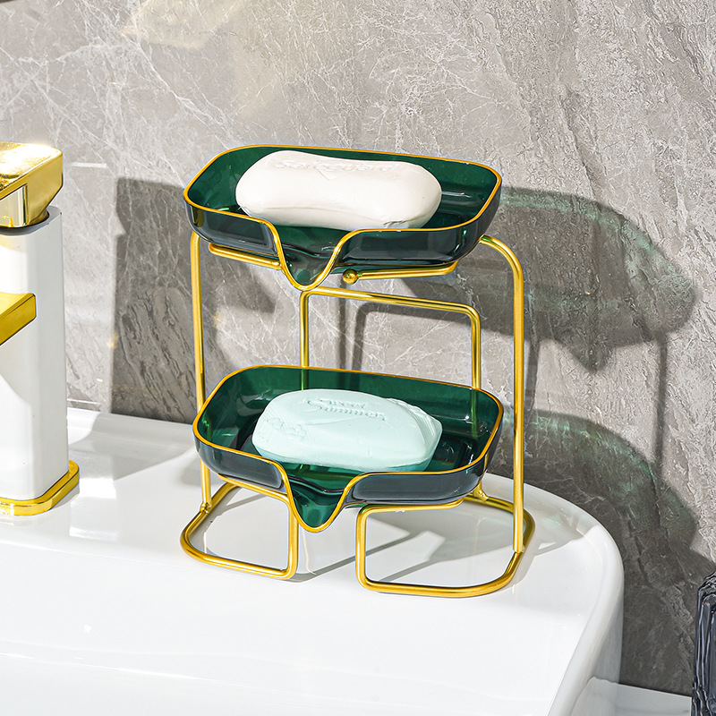 轻奢肥皂盒壁挂式沥水香皂盒家用高档卫生间置物架新款双层肥皂架