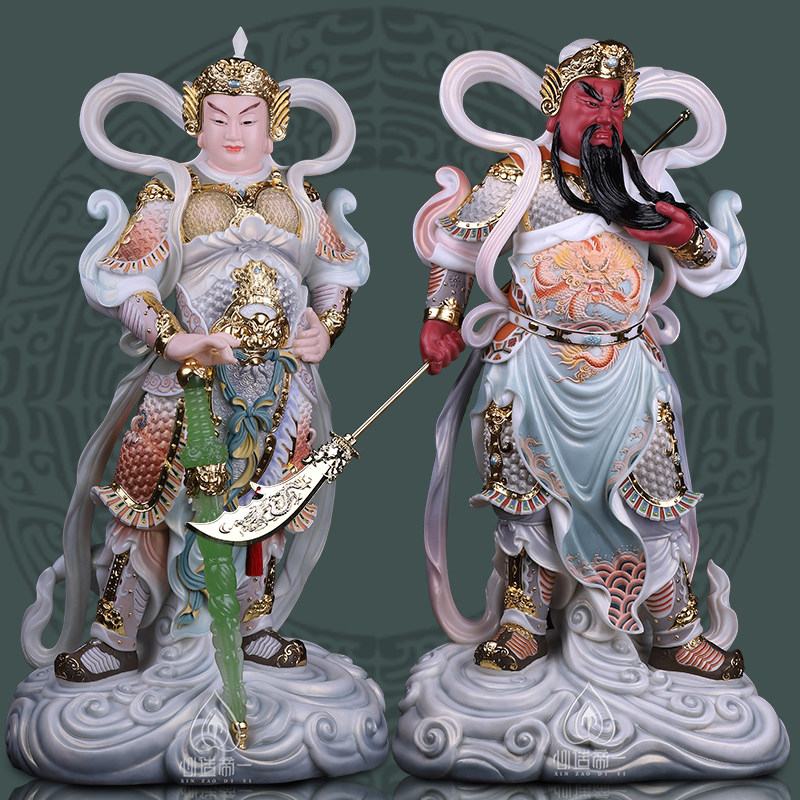 吾空伽蓝韦驮关公韦陀护法实心汉白玉工艺品佛像金刚杵16寸19寸26