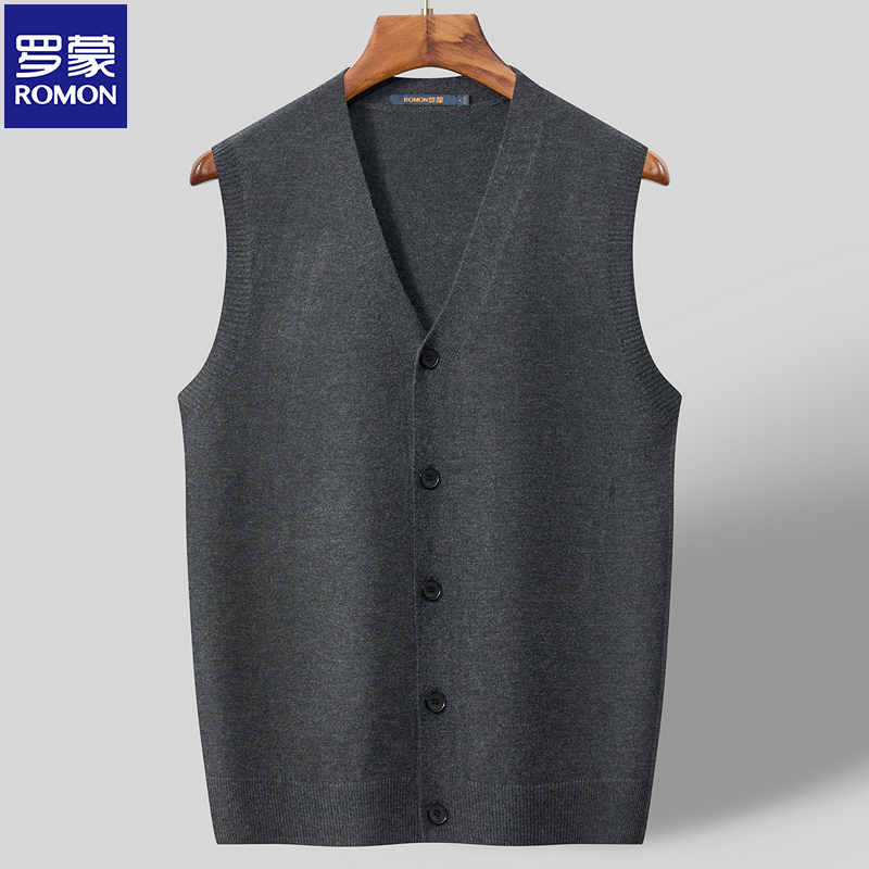 罗蒙V领针织衫男士背心马甲