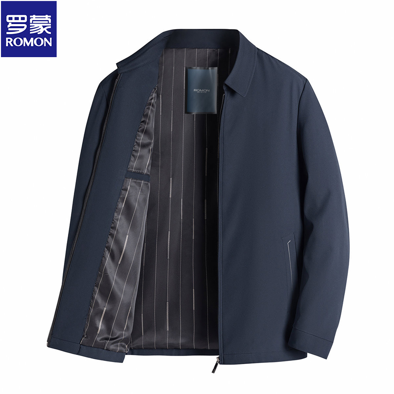 罗蒙外套翻领男士拉链夹克衫