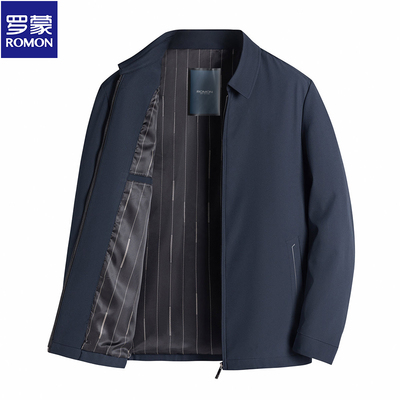 罗蒙外套翻领男士拉链夹克衫