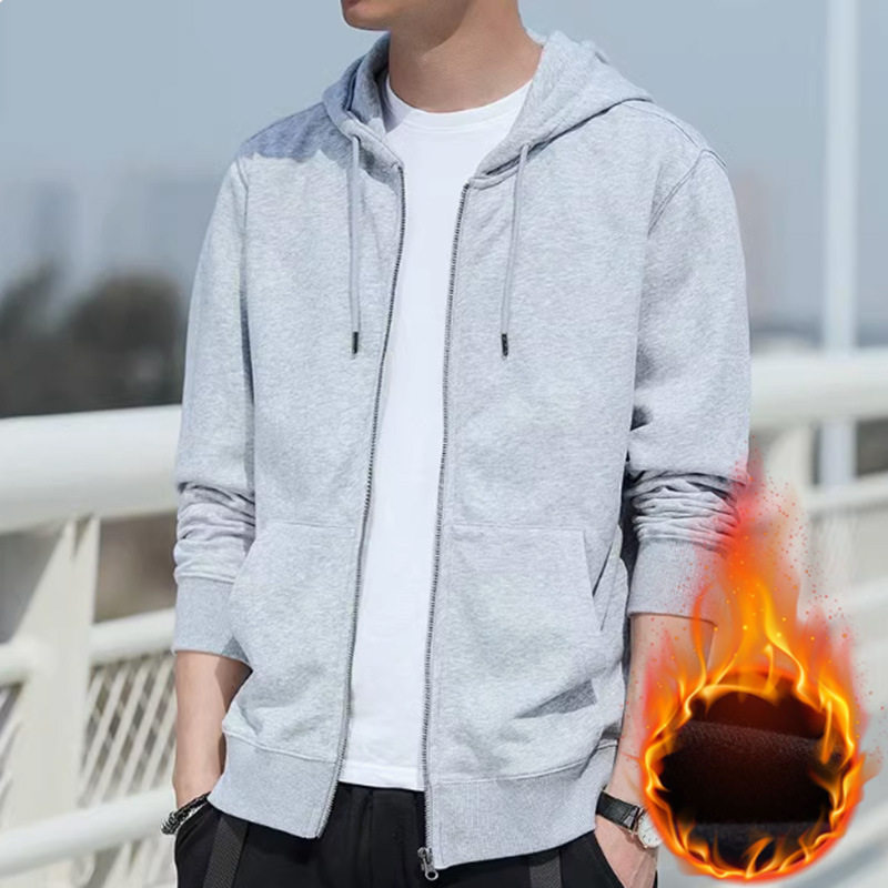 男人干活穿的工作服耐脏耐磨加绒保暖连帽开衫卫衣上班工地外套