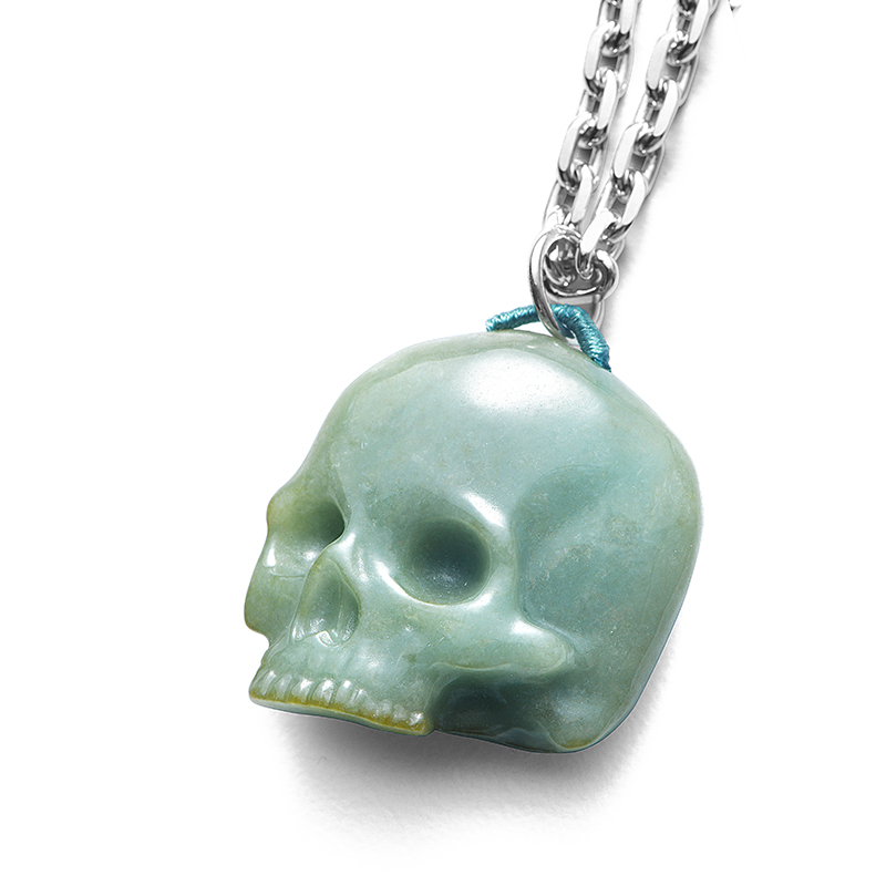 黄玉龙翡翠骷髅吊坠项链饰品