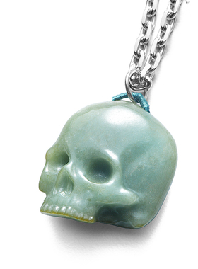 黄玉龙翡翠骷髅吊坠项链饰品