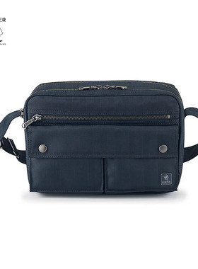 PORTER MELODY 双拉链暗纹尼龙斜挎包邮差包单肩包大容量通勤包