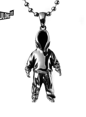 原创设计黄玉龙卫衣吊坠银饰项链