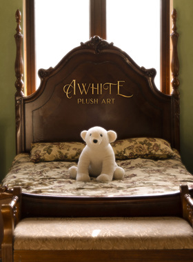 awhite玩偶卡通白色小熊摆件礼品