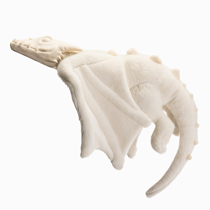 awhite毛绒玩偶具品类艺术衍生摆设品白色飞龙搪胶工艺摆件礼品