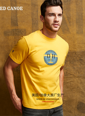 加拿大redcanoe正品永恒经典男款短袖黄色LOGO飞机标半袖休闲服