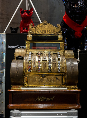 古董老物件古董黄铜收银机工艺品