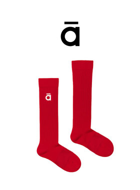 alloy 阿乐乙红色长筒袜女纯色春秋款新年袜修腿神器运动袜