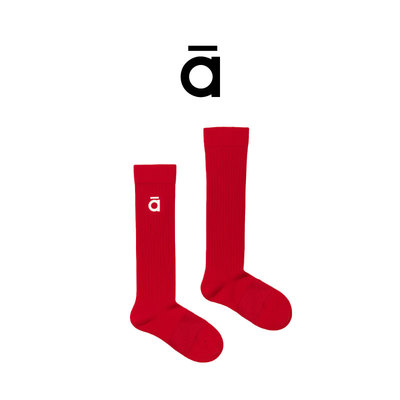 红色长筒袜女纯色春秋款