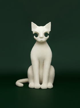 AWHITE短毛猫毛绒玩偶艺术摆件