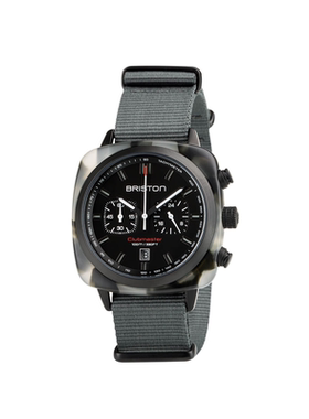 BRISTON腕表男士Clubmaster Sport 灰色玳瑁黑盘运动系列计时手表