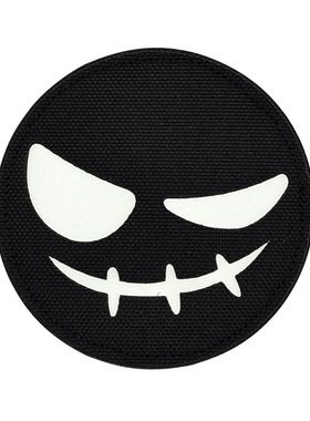 夜光款黑色邪恶的笑脸魔术贴章战术士气徽章激光雕刻补丁包配粘贴