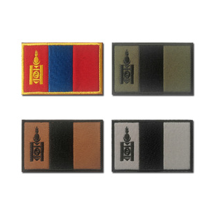 蒙古国旗刺绣补丁带勾环魔术贴徽章包配用品魔术贴章布贴个性配饰