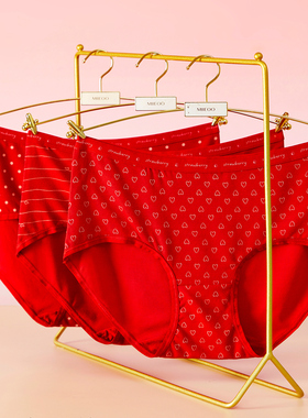 MIIEOO秘语本命年红色内裤女士纯棉抗菌中腰三角裤婴肤棉结婚喜庆