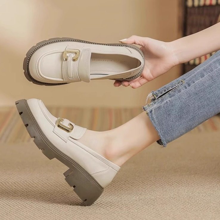 品牌断码真皮黑色小皮鞋女春秋2025新款单鞋百搭乐福鞋英伦女鞋,女鞋,乐福鞋（豆豆鞋）,淘宝优惠券,粉丝福利购,淘宝优惠卷