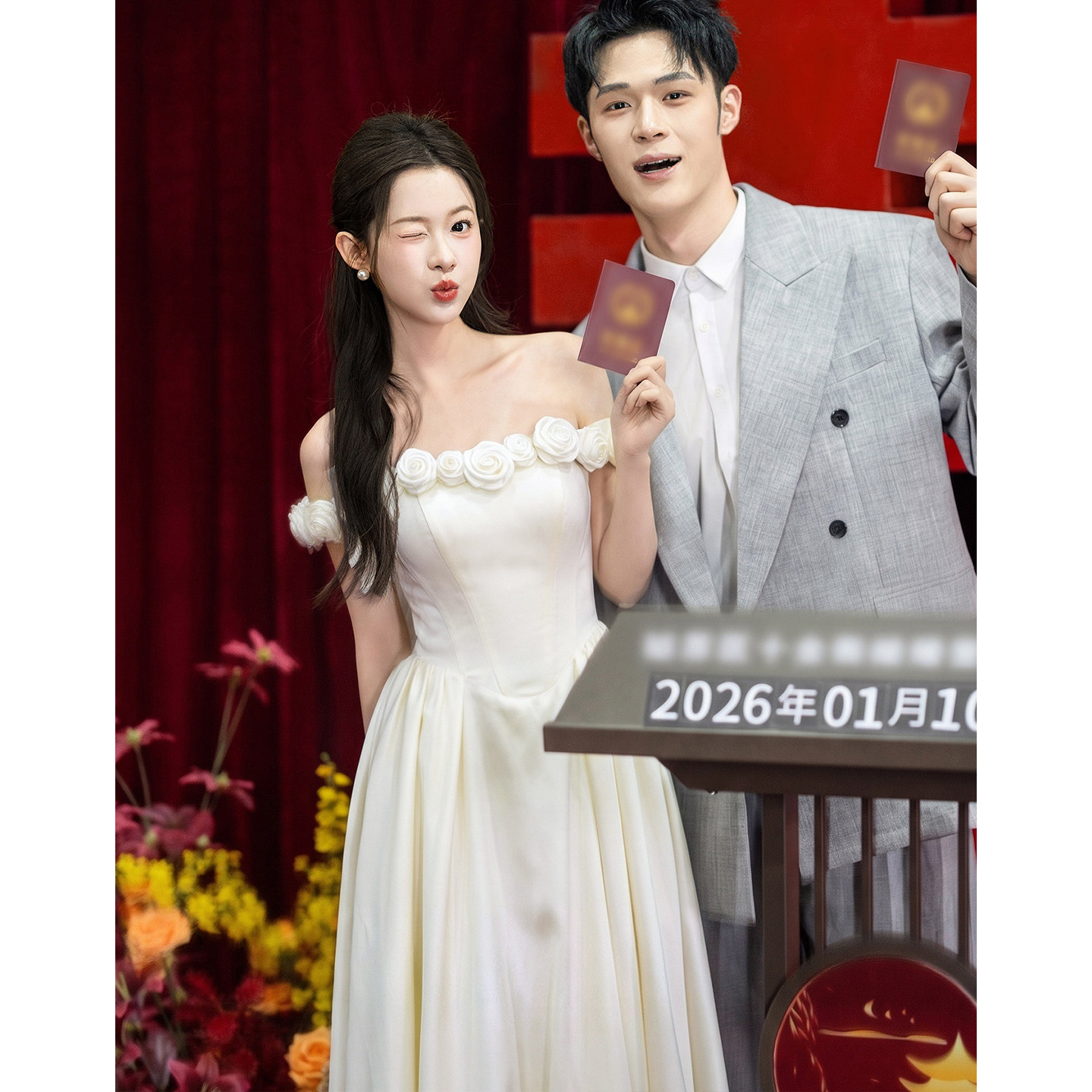 法式一字肩订婚礼服2026夏季高级感小众登记领证穿搭初恋感小白裙
