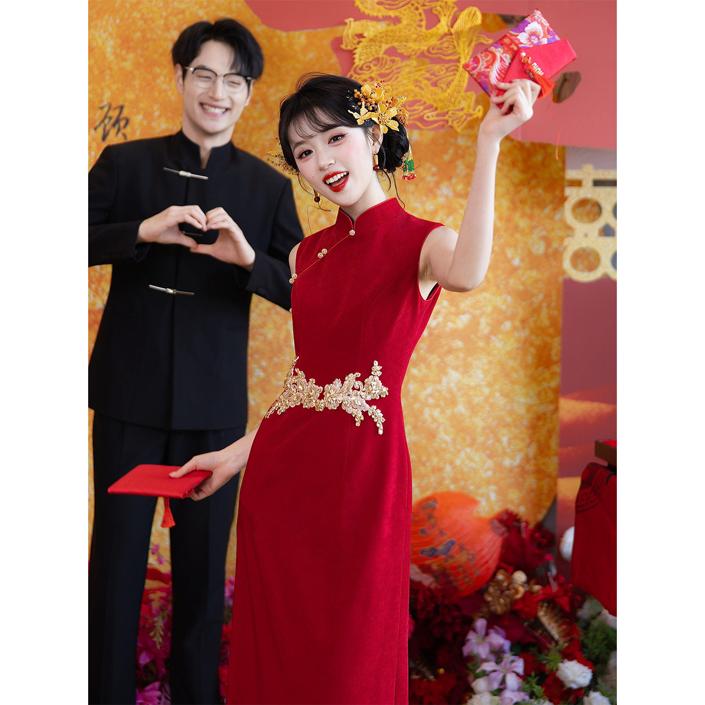 新中式旗袍敬酒服新娘2026新款红色国风晨袍女结婚订婚礼服裙显瘦