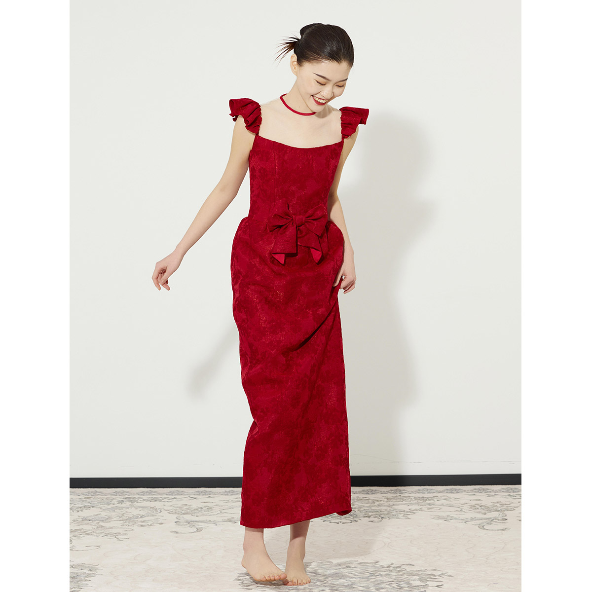 红色晚礼服裙女2025新款轻奢小众高端订婚结婚便装敬酒服新娘回门