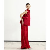 订婚礼服裙女敬酒服新娘结婚当天便装 新中式 婚服红色套装 旗袍回门