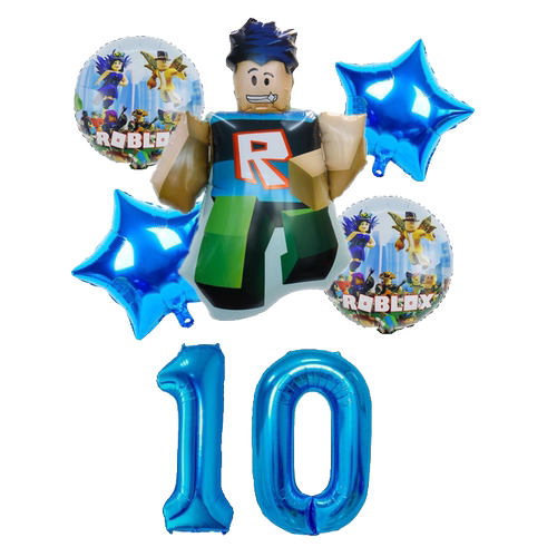 roblox机器人铝膜气球儿童男孩生日派对装饰罗布乐思数字星星气球