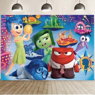 新款 饰 头脑特工队2主题儿童男孩女孩生日布置背景定制名字海报装