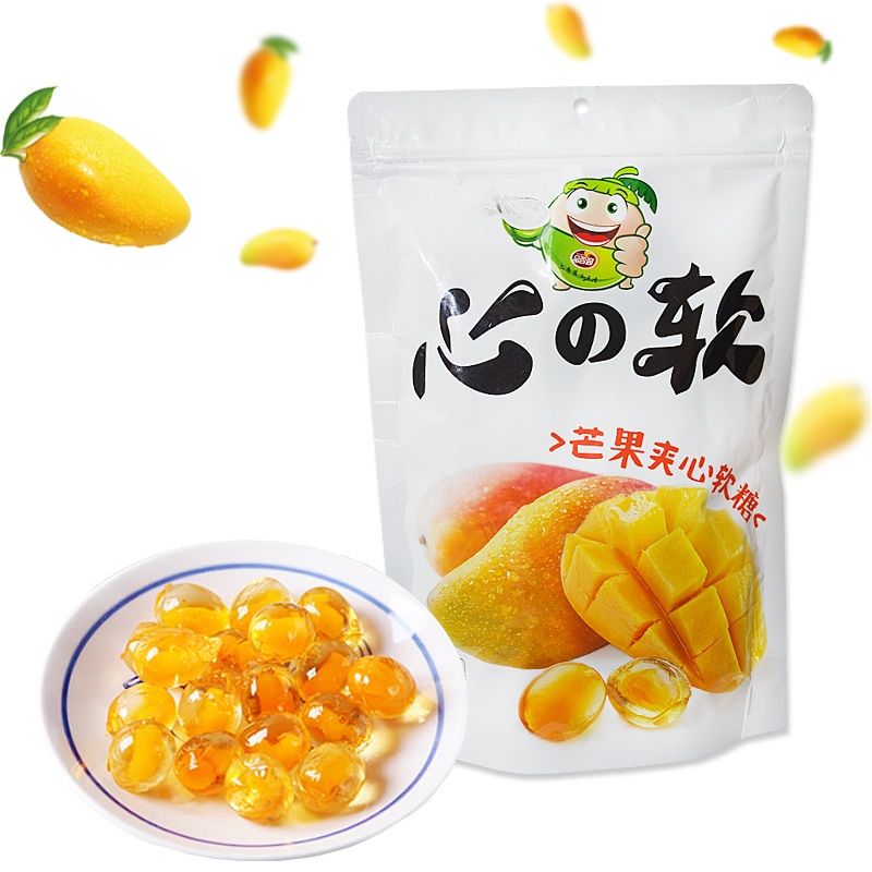 品香园芒果夹心软糖180克 糖果果酱水果糖零食休闲小吃
