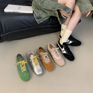 CHICGIRL 新款 复古拼色德训鞋 女春季 休闲运动鞋 内增高阿甘鞋