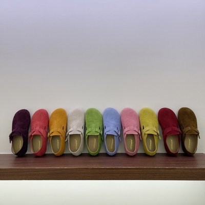 【CHICGIRL】一脚蹬糖果色勃肯鞋复古真皮单鞋女秋冬季软底乐福鞋