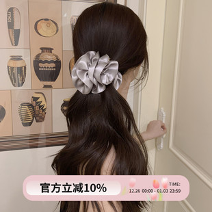 慵懒温柔紫 韩国baket立体缎面泡泡花朵发夹香蕉夹子后脑勺抓夹女