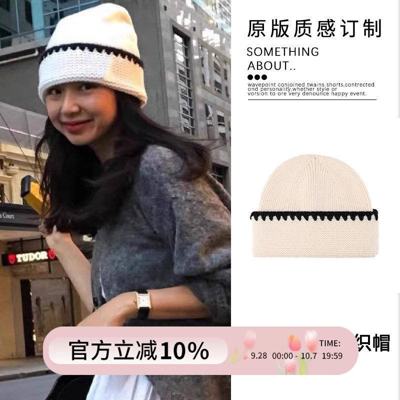 fever同款白色毛线帽ins风针织帽图片