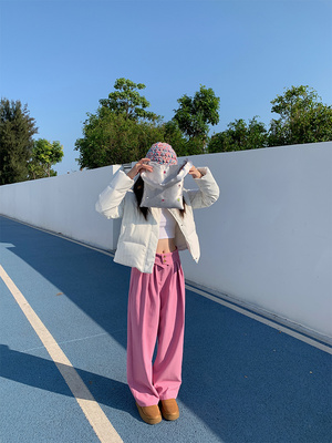 翻边腰头休闲宽松西装裤