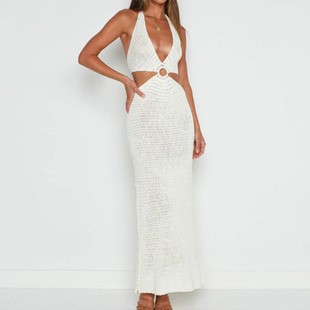 欧美新款 亚马逊跨境领露腰后背系带沙滩裙外套女 比基尼泳衣罩衫