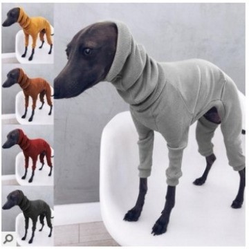 秋冬外贸宠物服狗狗针织九分四脚卫衣长围脖贴身连帽纯色服装