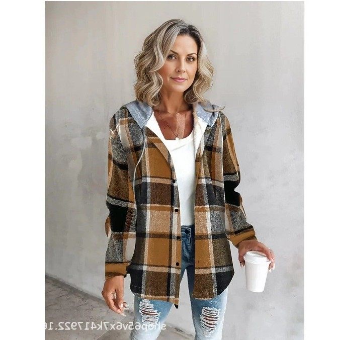欧美休闲速卖通亚马逊爆款女士大格子款女士外套格子秋冬新款