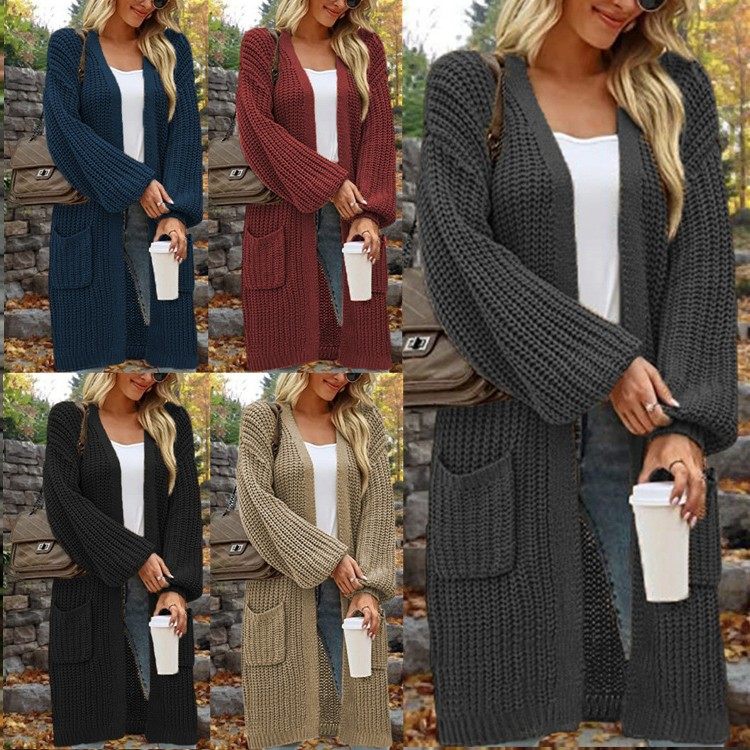 欧美亚马逊外贸秋冬新款女装休闲针织开衫毛衣大码宽松口袋外套女,个性定制/设计服务/DIY,连衣裙加工定制,淘宝优惠券,粉丝福利购,淘宝优惠卷