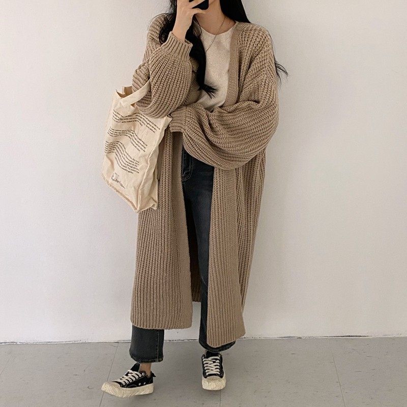 韩版慵懒风坑条长款毛衣女外套新款纯色宽松灯笼袖针织开衫潮,个性定制/设计服务/DIY,连衣裙加工定制,淘宝优惠券,粉丝福利购,淘宝优惠卷