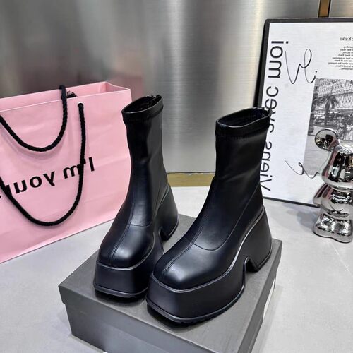 女厚底皮靴短靴高跟短靴punk women platform boots short boots
