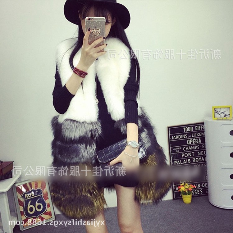 海宁皮草厂家新款狐狸毛皮草马甲拼接女外套外贸皮草