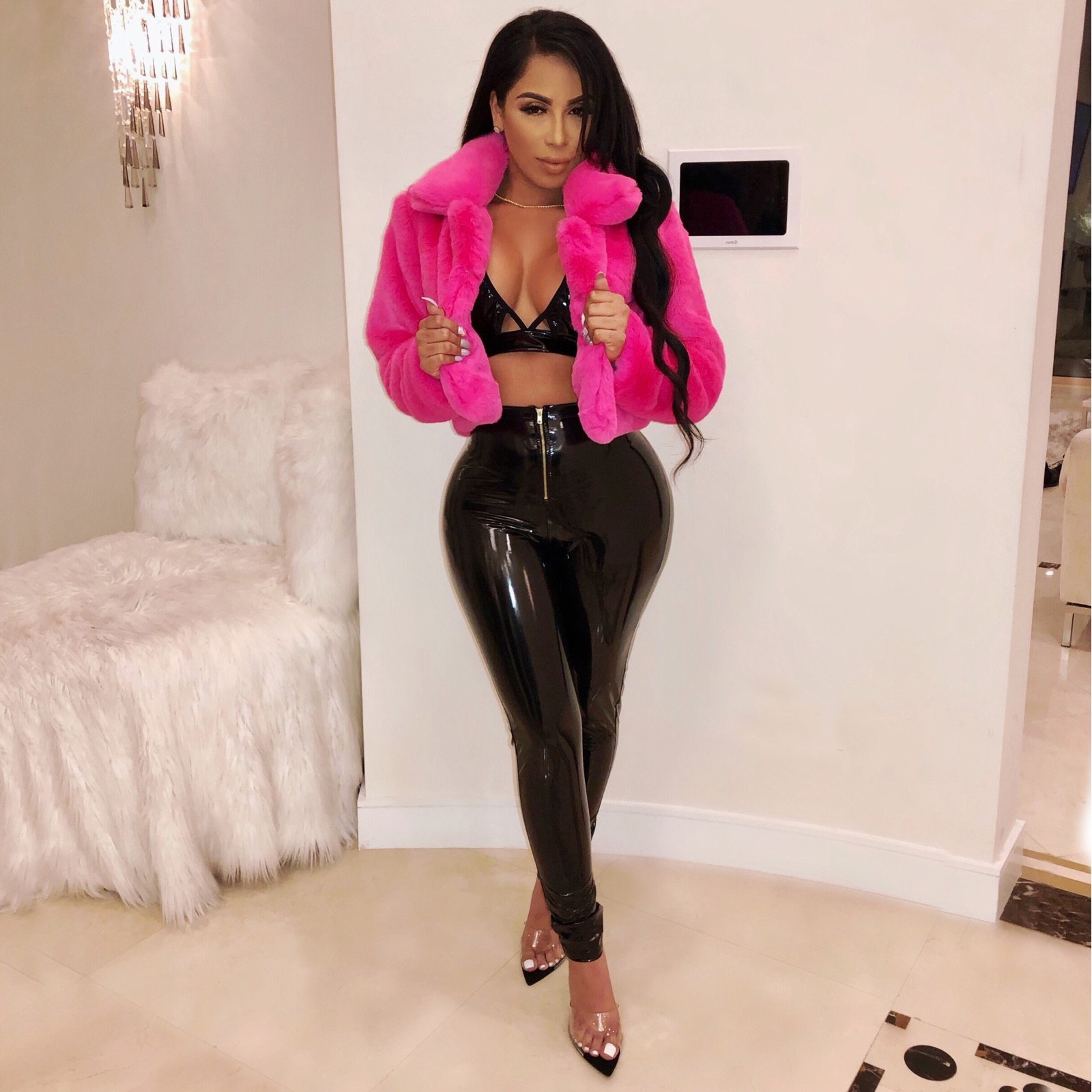 亚马逊  敦煌热卖欧美秋冬宽松人造皮草开衫短夹克绒毛外套