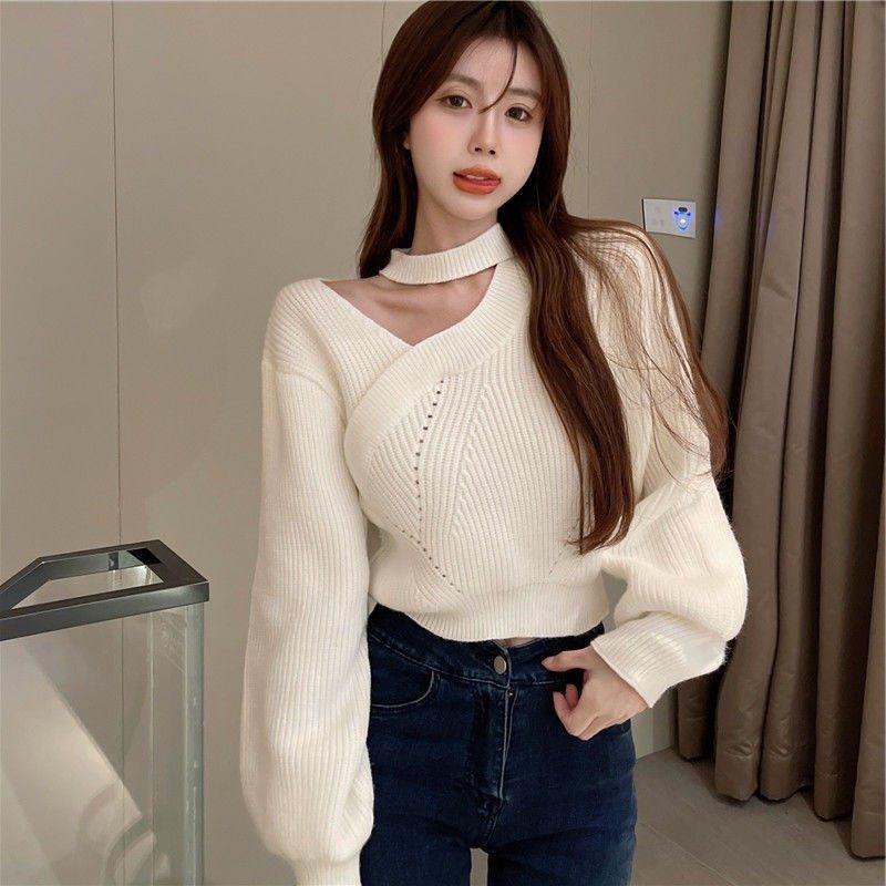 灯笼袖毛衣女冬季新款减龄小众洋气针织衫时尚挂脖打底衫上衣,个性定制/设计服务/DIY,连衣裙加工定制,淘宝优惠券,粉丝福利购,淘宝优惠卷