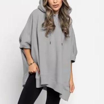 外贸跨境 欧美纯色连帽蝙蝠袖宽松休闲下摆开叉卫衣女,个性定制/设计服务/DIY,连衣裙加工定制,淘宝优惠券,粉丝福利购,淘宝优惠卷