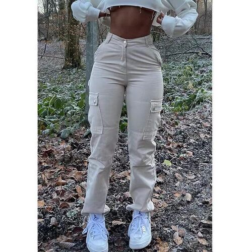Straight Leg Cargo Pants Women 2024 High Waist Baggy Jeans
