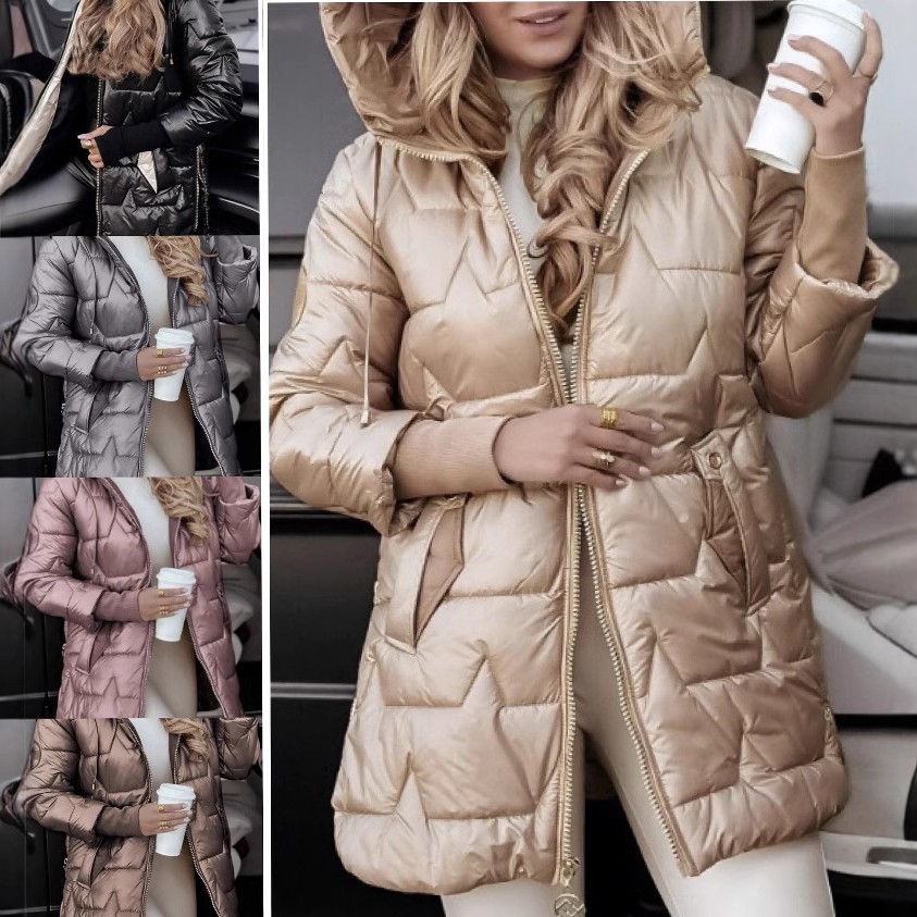 跨境秋冬欧美速卖通亚马逊跨境连帽棉服中长款棉衣三拉链