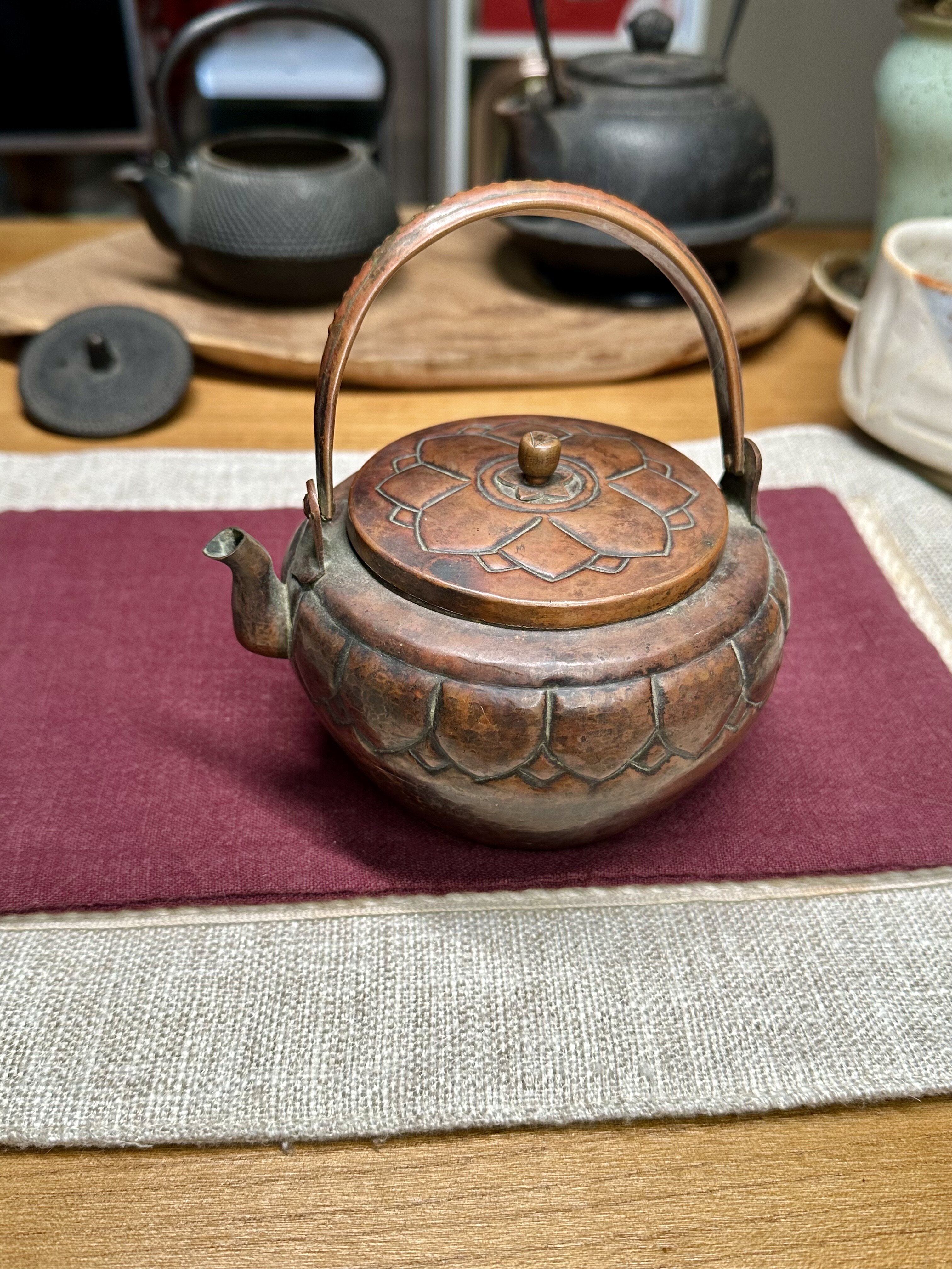 日本回流一张联莲花老铜壶名家堂茶壶