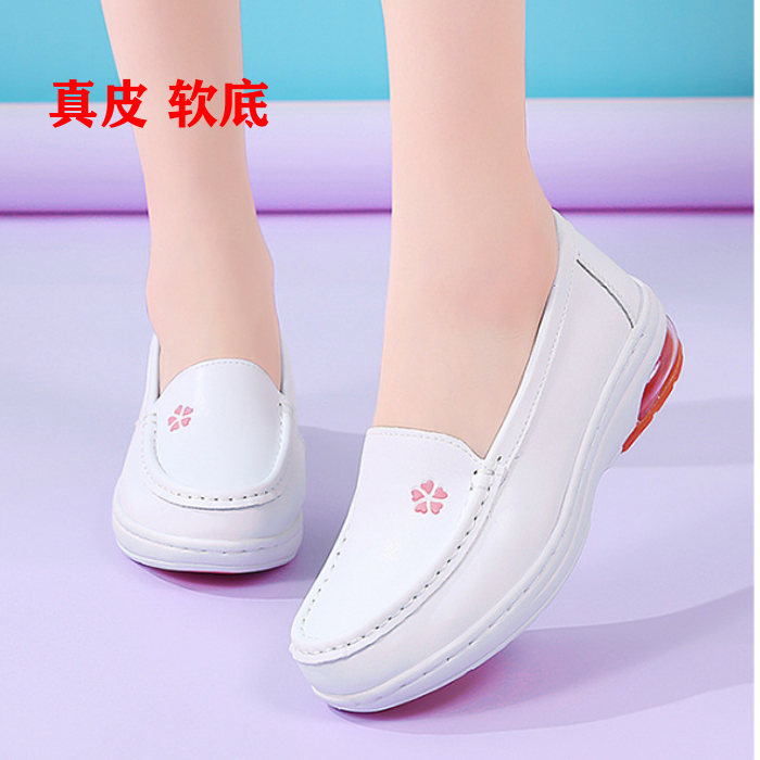 2025新款四季真皮女鞋小白鞋百搭舒适护士鞋白色软底厚底休闲单鞋